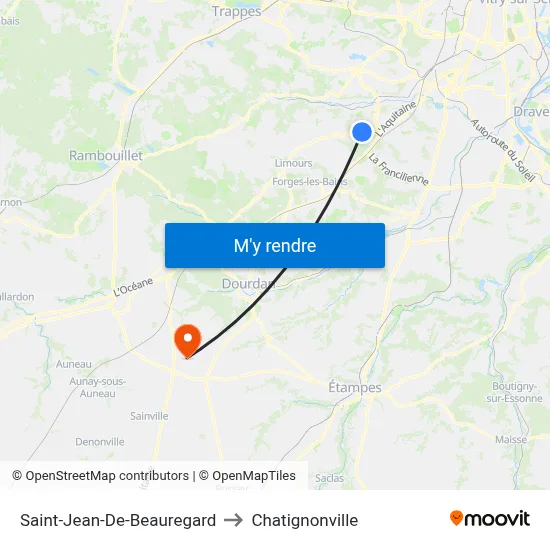 Saint-Jean-De-Beauregard to Chatignonville map