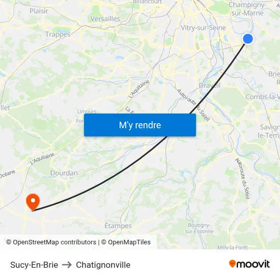 Sucy-En-Brie to Chatignonville map
