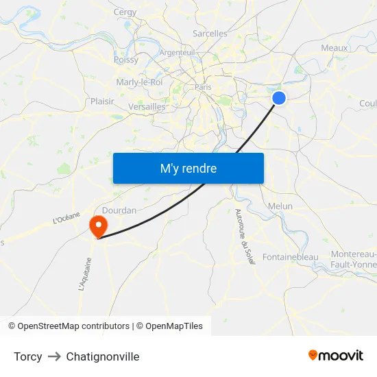 Torcy to Chatignonville map