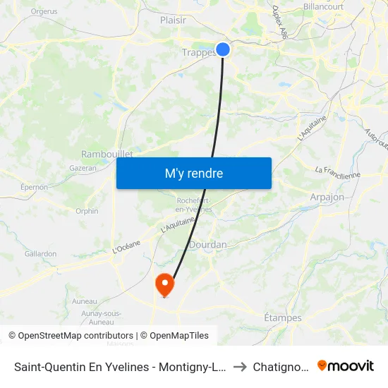 Saint-Quentin En Yvelines - Montigny-Le-Bretonneux to Chatignonville map