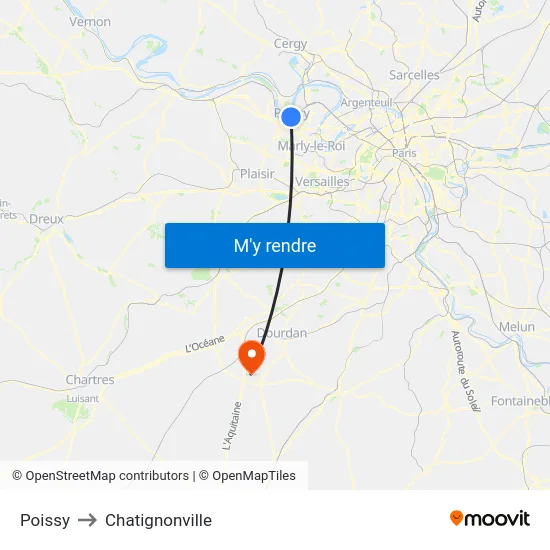 Poissy to Chatignonville map