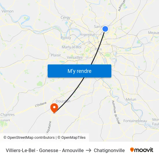 Villiers-Le-Bel - Gonesse - Arnouville to Chatignonville map