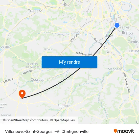 Villeneuve-Saint-Georges to Chatignonville map