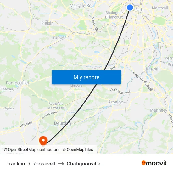 Franklin D. Roosevelt to Chatignonville map