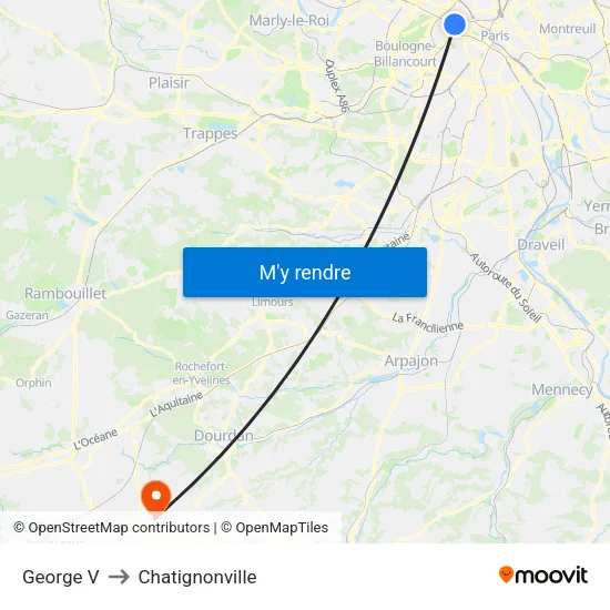 George V to Chatignonville map