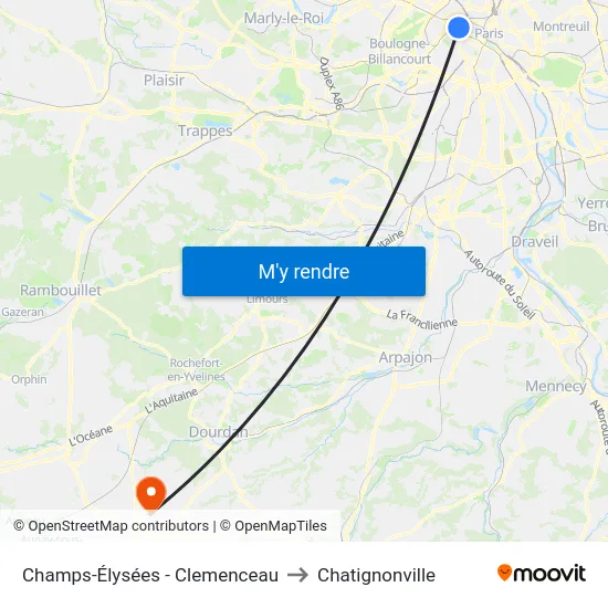 Champs-Élysées - Clemenceau to Chatignonville map