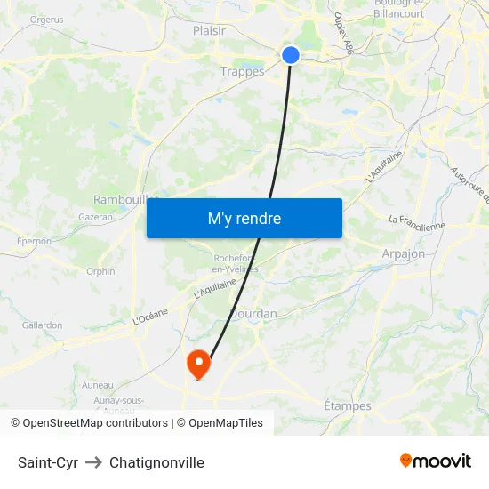 Saint-Cyr to Chatignonville map