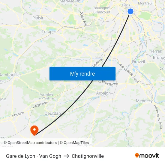 Gare de Lyon - Van Gogh to Chatignonville map