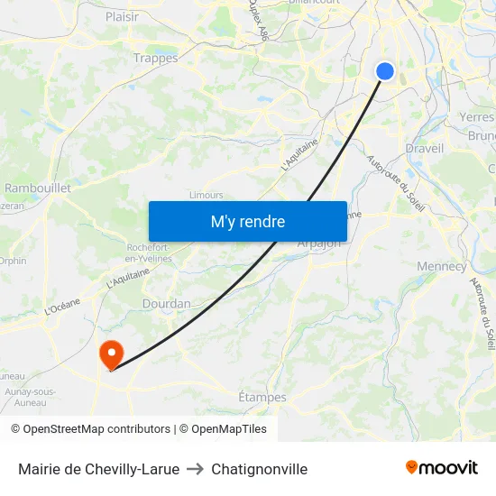 Mairie de Chevilly-Larue to Chatignonville map