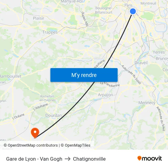 Gare de Lyon - Van Gogh to Chatignonville map