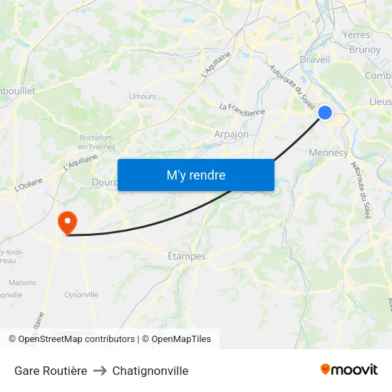 Gare Routière to Chatignonville map