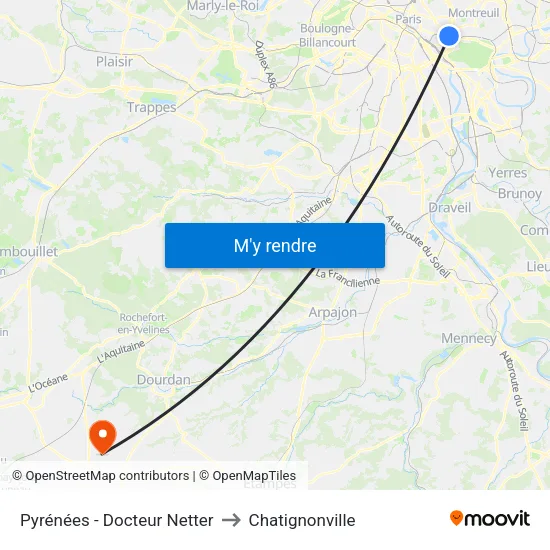 Pyrénées - Docteur Netter to Chatignonville map