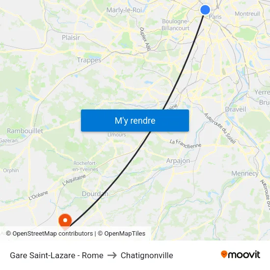 Gare Saint-Lazare - Rome to Chatignonville map