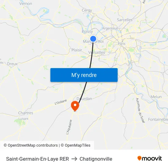 Saint-Germain-En-Laye RER to Chatignonville map