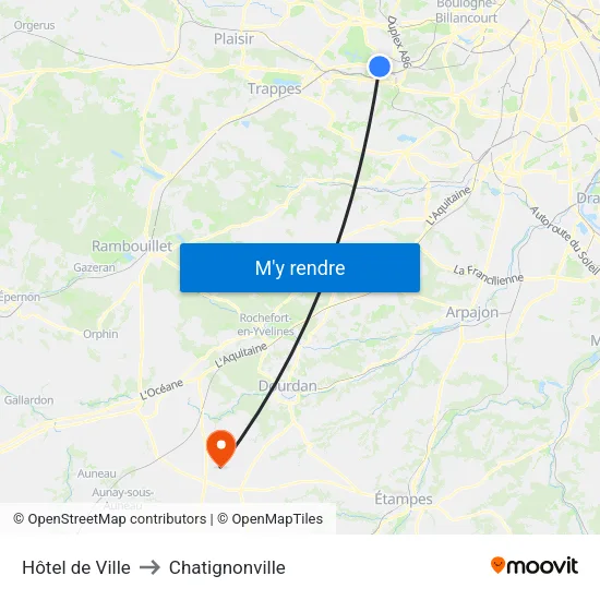 Hôtel de Ville to Chatignonville map