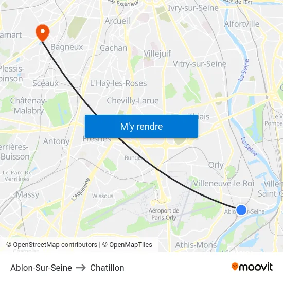 Ablon-Sur-Seine to Chatillon map