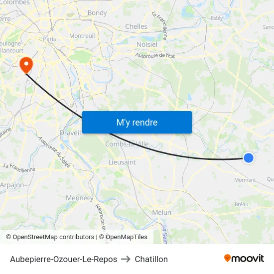 Aubepierre-Ozouer-Le-Repos to Chatillon map