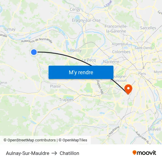 Aulnay-Sur-Mauldre to Chatillon map