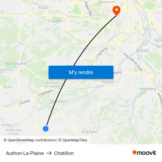 Authon-La-Plaine to Chatillon map