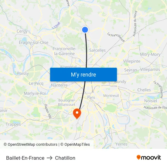 Baillet-En-France to Chatillon map