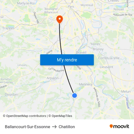 Ballancourt-Sur-Essonne to Chatillon map