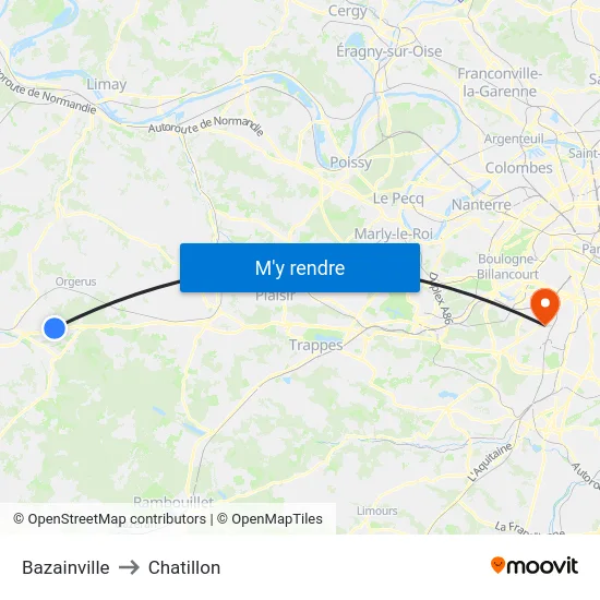 Bazainville to Chatillon map