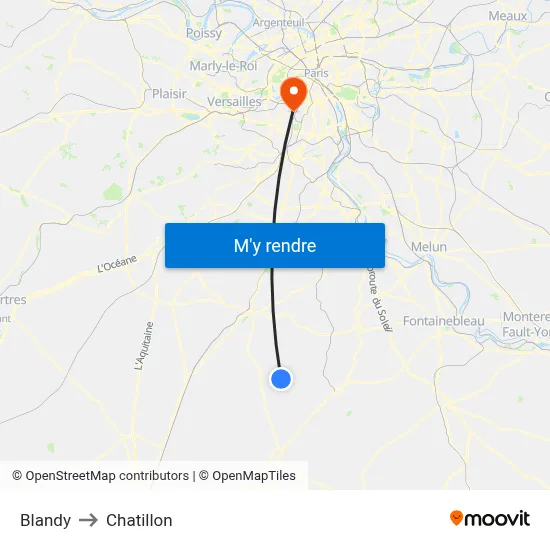 Blandy to Chatillon map