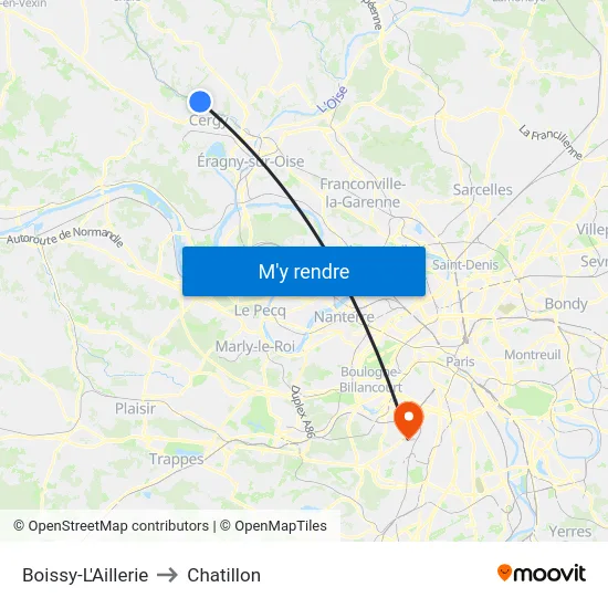 Boissy-L'Aillerie to Chatillon map