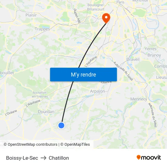 Boissy-Le-Sec to Chatillon map