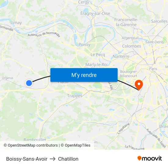 Boissy-Sans-Avoir to Chatillon map