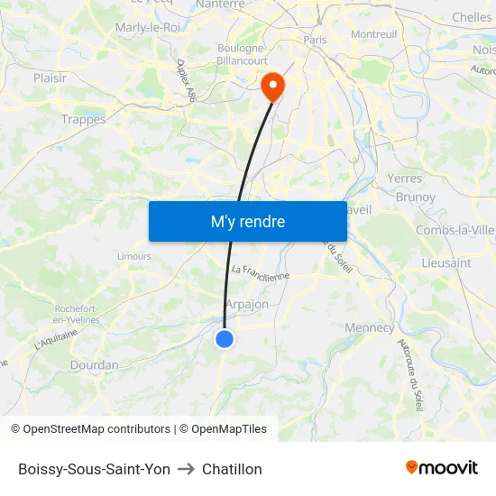 Boissy-Sous-Saint-Yon to Chatillon map
