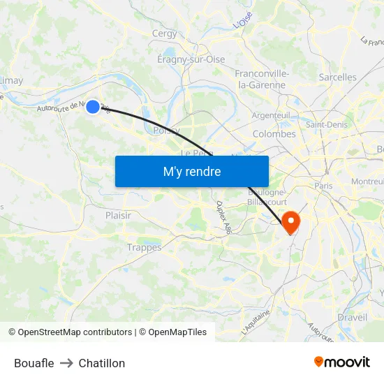 Bouafle to Chatillon map