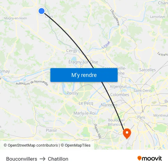 Bouconvillers to Chatillon map