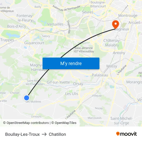 Boullay-Les-Troux to Chatillon map