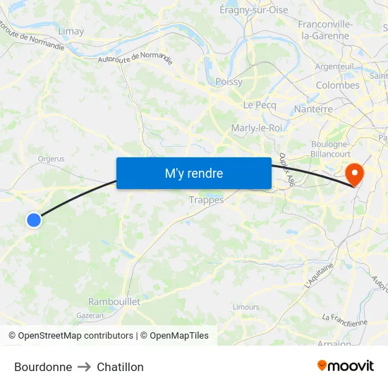Bourdonne to Chatillon map