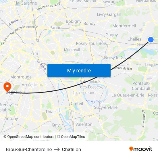 Brou-Sur-Chantereine to Chatillon map