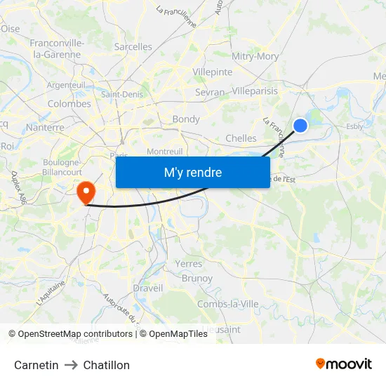 Carnetin to Chatillon map