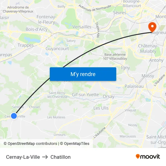 Cernay-La-Ville to Chatillon map