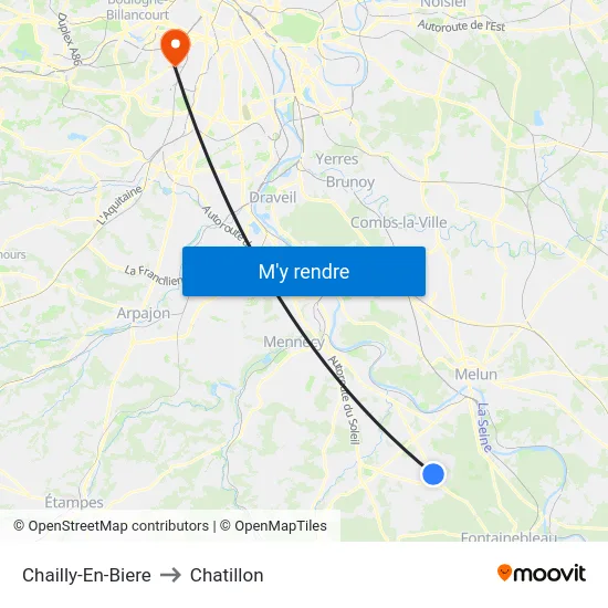 Chailly-En-Biere to Chatillon map