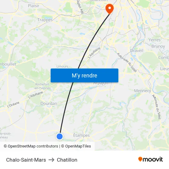 Chalo-Saint-Mars to Chatillon map