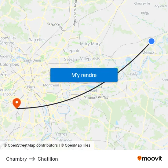 Chambry to Chatillon map