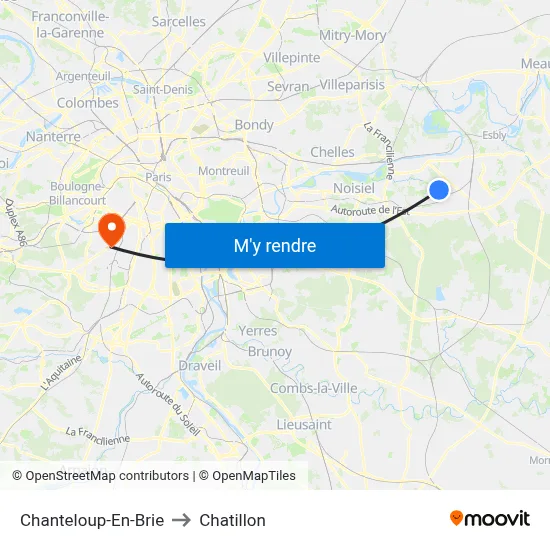Chanteloup-En-Brie to Chatillon map