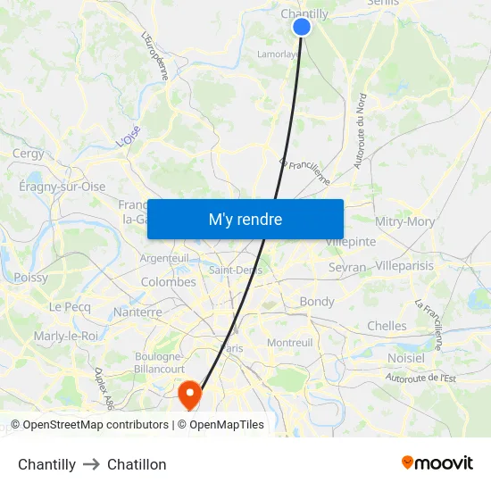 Chantilly to Chatillon map