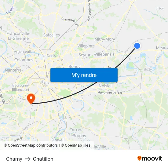 Charny to Chatillon map