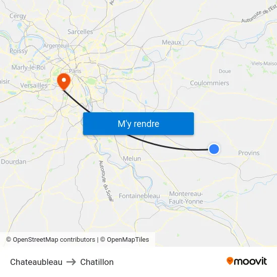 Chateaubleau to Chatillon map
