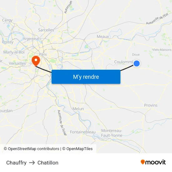 Chauffry to Chatillon map