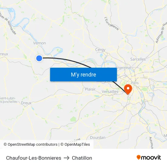 Chaufour-Les-Bonnieres to Chatillon map