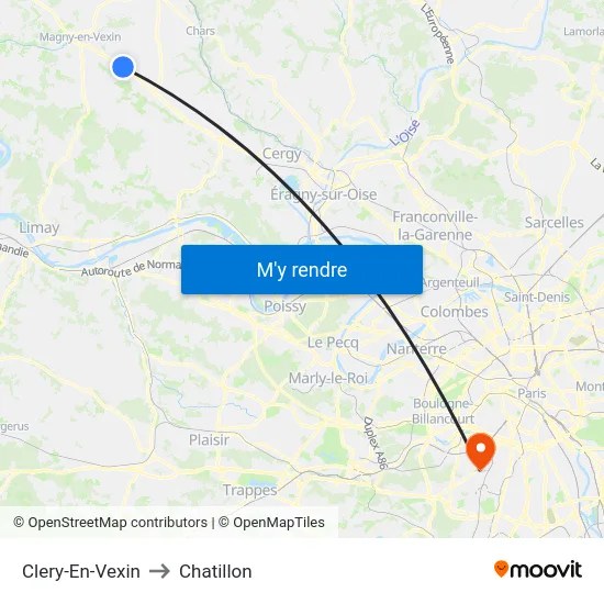 Clery-En-Vexin to Chatillon map