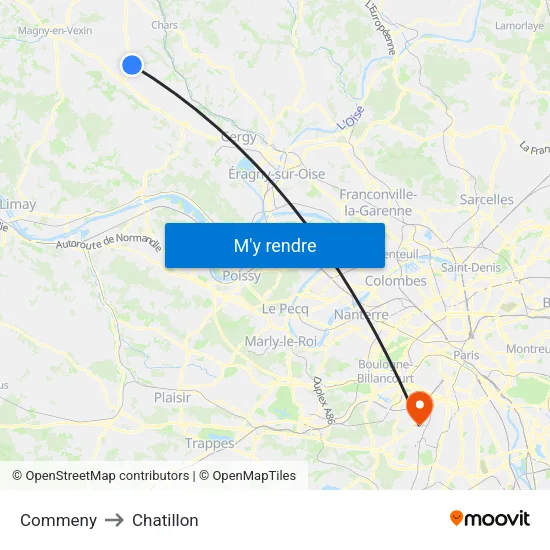 Commeny to Chatillon map
