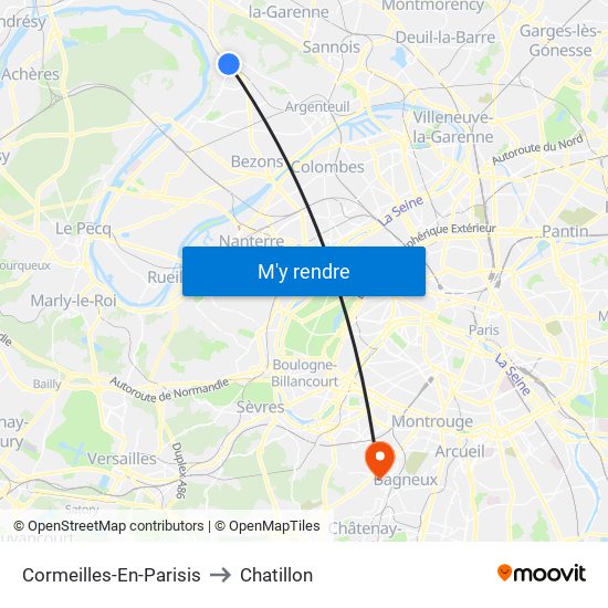 Cormeilles-En-Parisis to Chatillon map